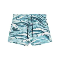 maison kitsuné wave-print deck shorts - bleu