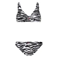 the attico twist-detailing zebra-print bikini - blanc