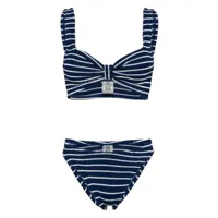 hunza g bonnie striped shirred bikini - bleu