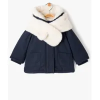manteau à capuche doublé peluche avec écharpe bébé fille
