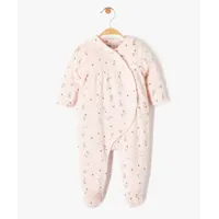 pyjama dors-bien bébé en velours fleuri ouverture devant