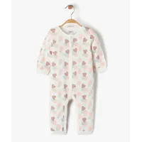 pyjama bébé à motifs coeurs sans pieds avec ouverture devant