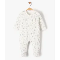 pyjama bébé en velours imprimé à ouverture pressionnée sur l'avant - petit béguin
