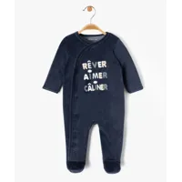 pyjama bébé en velours imprimé à ouverture devant