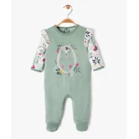 pyjama en velours avec volants sur les épaules bébé fille - petit béguin