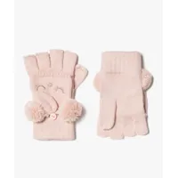 gants fille 2-en-1 avec pompons et détails pailletés