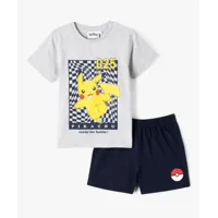pyjashort garçon bicolore avec motif pikachu- pokemon
