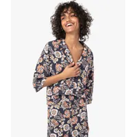 haut de pyjama femme forme chemise à motifs fleuris