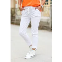pantalon blanc confort stretch uni ceinture élastique
