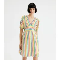 robe manches courtes rayures multicolores