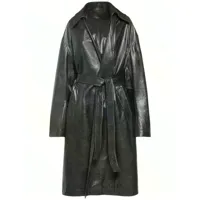 manteau oversize en cuir nappa avec ceinture