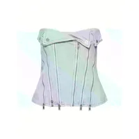 corset zippé en denim de coton sans bretelles