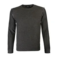 dsquared2 men's knit pullover with denim sleeves grey m