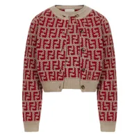 fendi girls ff logo knitted cardigan and vest set multicolour 12y