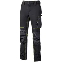 u-power - pantalon de travail stretch multipoches atom - gris/vert s