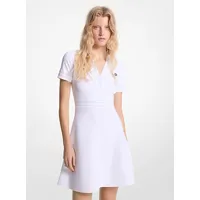 mk mini-robe évasée en tricot extensible - blanc - michael kors