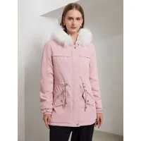 manteaux doudounes rose à capuche fermeture à glissière manches longues veste d'hiver