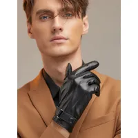 gants en cuir chauds d'hiver pour hommes