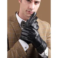 gants chauds d'hiver en cuir pour hommes