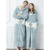 pyjama polaire chaud capuche manches longues flanelle