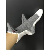 chaussettes gris poly/coton imprimé animal requin hiver