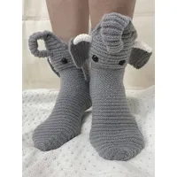 chaussettes gris imprimé animal éléphant hiver