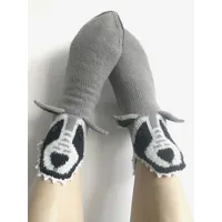 chaussettes chaud d'hiver gris imprimé animal