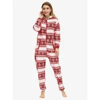 pyjama de noël famille combinaison à capuche zipper motif de noël adulte cadeau noël