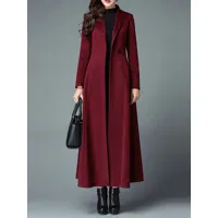 manteau long femme d'hiver pour femme col rabattu classique bordeaux