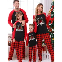 pyjamas de famille assortis pour enfants  pantalons à motif de noël à carreaux pour enfants