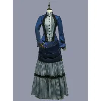 bleu rétro costumes femmes rayures volants polyester tunique robe marie antoinette costume rétro vintage vêtements