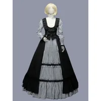 costumes rétro noirs volants robe à rayures en polyester tunique rétro femme costume marie antoinette vêtements vintage