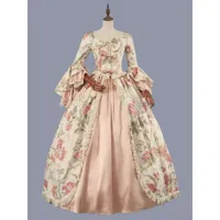 costumes rococo victoriens robe marie antoinette en polyester à volants en dentelle à imprimé floral