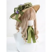 chapeau lolita style pastoral vintage nœuds volants accessoire fleurs lolita coiffure