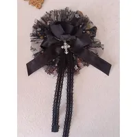 gothique lolita accessoires fleurs noires volants polyester chapeaux divers