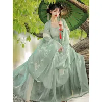 tenues lolita de style chinois pull à manches longues brodé vert