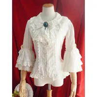 robe de mariée lolita blouses lolita haut lolita volants arcs manches 3/4 blouse rayures chemise lolita blanche ecru