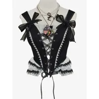 corset lolita pour femme noir volants polyester