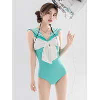 académique lolita tenue maillot de bain combinaison sans manches à nœuds vert menthe