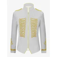 manteau blanc vintage top royal manches longues polyester pardessus rétro costumes pour homme