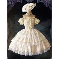 robe mignonne lolita robe de mariée lolita sans manches en polyester