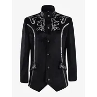 manteau noir vintage top renaissance imprimé fleuri manches longues pardessus rétro costumes pour homme déguisement vintage