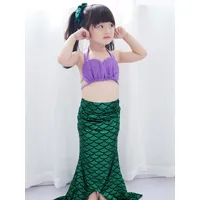 cosplay sirène costumes enfants ensemble d'halloween vert jupe short top coiffure 4 pièces fille maillot de bain déguisement