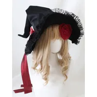 chapeau lolita gothique accessoire fleurs rouges dentelle