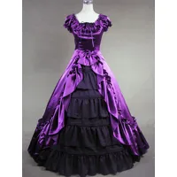 victoria robe opéra médiévale costume rococo marie antoinette vintage robe volants en satin noir rétro femmes déguisements halloween