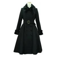 manteaux classique lolita manteau noir ceinturé furry collier pardessus d'hiver lolita outwears déguisements halloween