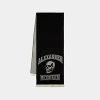 echarpe varsity logo skul - alexander mcqueen - laine - noir/ivoire