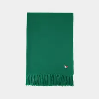 écharpe tricolor fox patch en laine verte