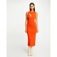 robe pull longue ajustée avec fente orange femme