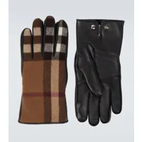 burberry gants en cuir et laine